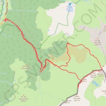 Itinéraire Pics de Belonseiche et el Escalar depuis viaduc Arnousse, distance, dénivelé, altitude, carte, profil, trace GPS