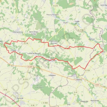 Itinéraire Circuit à Vallery, distance, dénivelé, altitude, carte, profil, trace GPS