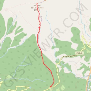 Itinéraire Pic Casamanya, distance, dénivelé, altitude, carte, profil, trace GPS