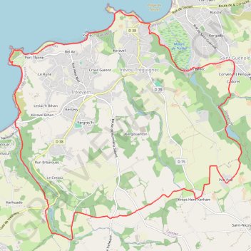 Itinéraire Trélévern-Port l'Epine 02, distance, dénivelé, altitude, carte, profil, trace GPS