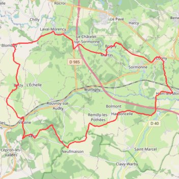 Itinéraire De Ham les Moines à Villaine puis Blambay, distance, dénivelé, altitude, carte, profil, trace GPS