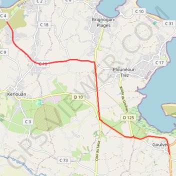 Itinéraire véhicules goulven-meneham, distance, dénivelé, altitude, carte, profil, trace GPS
