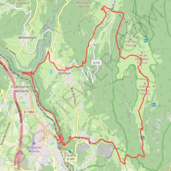 Itinéraire GRAND CRET D'EAU, distance, dénivelé, altitude, carte, profil, trace GPS