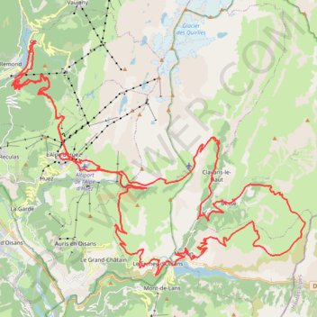 Itinéraire Boucle à l'Alpe d'Huez, distance, dénivelé, altitude, carte, profil, trace GPS