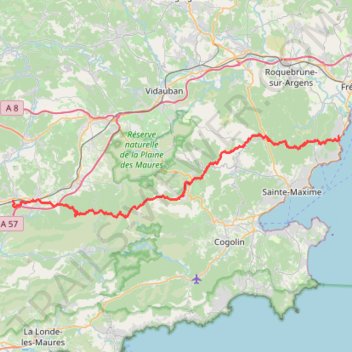 Itinéraire carnoules st Aygulf, distance, dénivelé, altitude, carte, profil, trace GPS