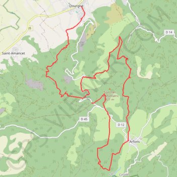 Itinéraire Montalric Dourgne, distance, dénivelé, altitude, carte, profil, trace GPS