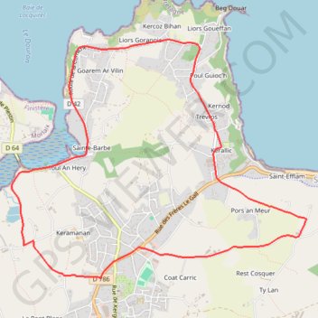 Itinéraire Circuit des chapelles, coté mer - Plestin-les-Grèves, distance, dénivelé, altitude, carte, profil, trace GPS