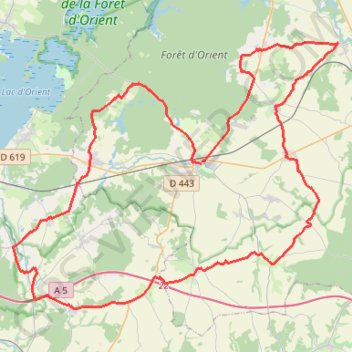 Itinéraire Les portes de la Forêt d'Orient, distance, dénivelé, altitude, carte, profil, trace GPS
