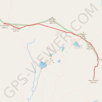 Itinéraire Mont Pépoiri vers la Cime des Lauses, distance, dénivelé, altitude, carte, profil, trace GPS