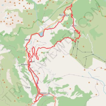 Itinéraire El Run - Sesué - Anciles - Cerler - Pista Labert (El Mon) - ..., distance, dénivelé, altitude, carte, profil, trace GPS