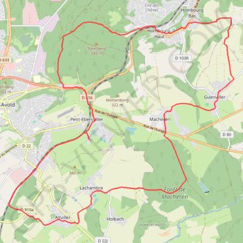 Itinéraire Boucle au départ du cimetière de Macheren, distance, dénivelé, altitude, carte, profil, trace GPS