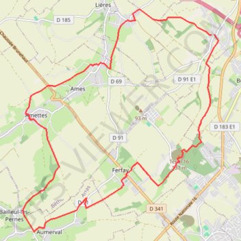 Itinéraire TMS Hurionville 19,1 Km, distance, dénivelé, altitude, carte, profil, trace GPS