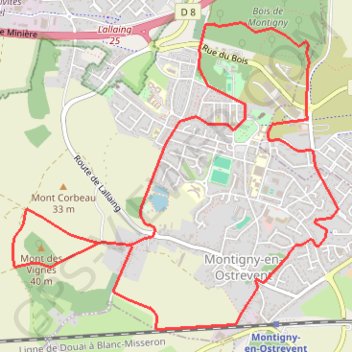 Itinéraire Circuit du bois de Montigny - Montigny-en-Ostrevent, distance, dénivelé, altitude, carte, profil, trace GPS