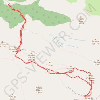Itinéraire Peña Forca y Rincon de Alano depuis Taxeras (raquette/crampon), distance, dénivelé, altitude, carte, profil, trace GPS