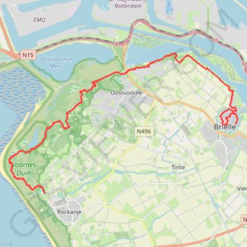 Itinéraire GR5-001-1-3 GR 5 NL - 3 - Brielle-Rockanje, distance, dénivelé, altitude, carte, profil, trace GPS