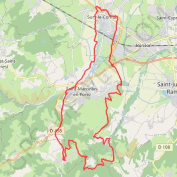 Itinéraire Sury - Perigneux, distance, dénivelé, altitude, carte, profil, trace GPS