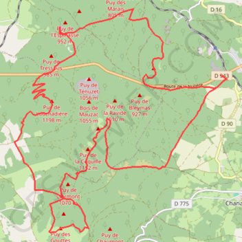 Itinéraire Puy Chopine, distance, dénivelé, altitude, carte, profil, trace GPS