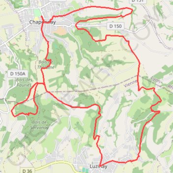 Itinéraire De Chaponnay à Luzinay, distance, dénivelé, altitude, carte, profil, trace GPS