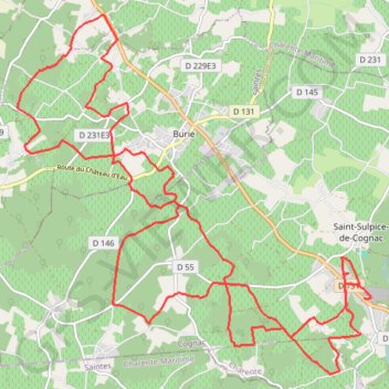 Itinéraire St Sulpice Berlouze Fontdouce 92010, distance, dénivelé, altitude, carte, profil, trace GPS