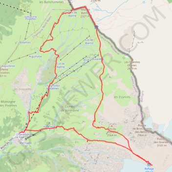 Itinéraire Refuge Albert 1er et tête de Balme, distance, dénivelé, altitude, carte, profil, trace GPS
