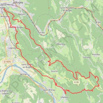 Itinéraire Rando à Vaux en Bugey ., distance, dénivelé, altitude, carte, profil, trace GPS