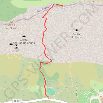 Itinéraire Sainte-Victoire (13) Ligne directe Saint Ser - Pic des Mouches, distance, dénivelé, altitude, carte, profil, trace GPS