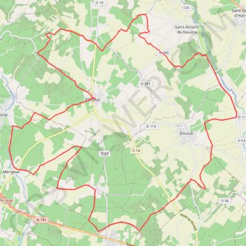 Itinéraire Echallat 38 kms, distance, dénivelé, altitude, carte, profil, trace GPS