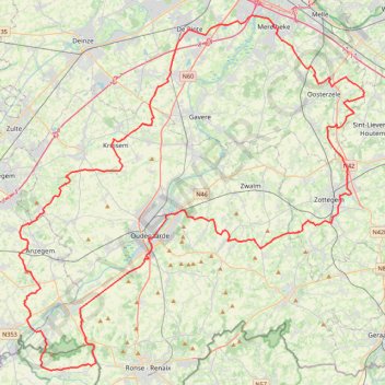 Itinéraire Lus Oost-Vlaanderen, Zuid, distance, dénivelé, altitude, carte, profil, trace GPS