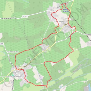 Itinéraire Moulis en Medoc, distance, dénivelé, altitude, carte, profil, trace GPS