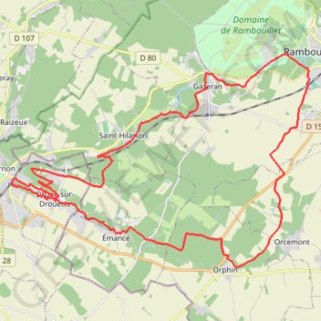 Itinéraire Epernon chateau rambouillet, distance, dénivelé, altitude, carte, profil, trace GPS