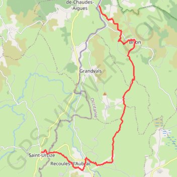 Itinéraire Tour de l'Aubrac - 06 - Saint Urcize - La Chaldette, distance, dénivelé, altitude, carte, profil, trace GPS