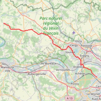 Itinéraire Maisons-Laffitte / Chaussy, distance, dénivelé, altitude, carte, profil, trace GPS