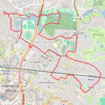 Itinéraire L'architecture ancienne de Villeneuve-d'Ascq, distance, dénivelé, altitude, carte, profil, trace GPS