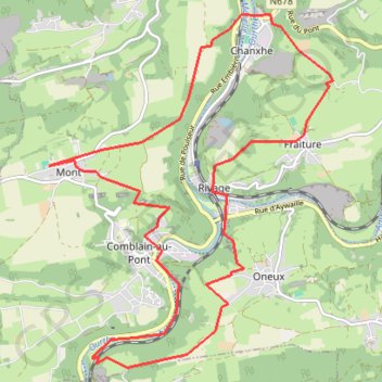 Itinéraire Mont - Comblain-au-Pont - Chanxhe - Mont, distance, dénivelé, altitude, carte, profil, trace GPS