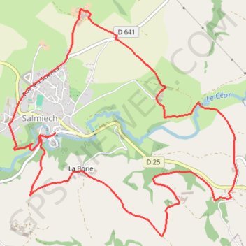 Itinéraire Aux méandres du Céor - Salmiech, distance, dénivelé, altitude, carte, profil, trace GPS