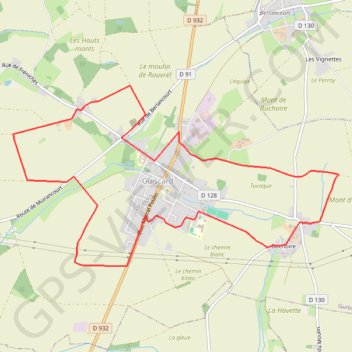 Itinéraire Guiscard de Magny, distance, dénivelé, altitude, carte, profil, trace GPS