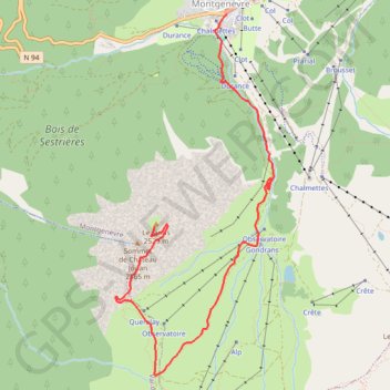 Itinéraire Montgenèvre - Le Janus en AR, distance, dénivelé, altitude, carte, profil, trace GPS