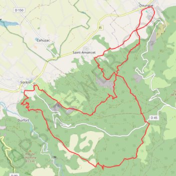 Itinéraire Dourgne - Sorèze - en Montagne Noire, distance, dénivelé, altitude, carte, profil, trace GPS