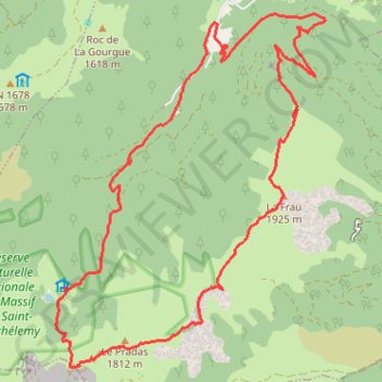 Itinéraire Montagne de la Frau, distance, dénivelé, altitude, carte, profil, trace GPS