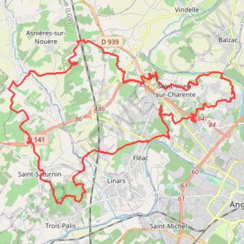 Itinéraire St Yrieix 40Km, distance, dénivelé, altitude, carte, profil, trace GPS