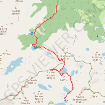 Itinéraire Tuc des Monges, distance, dénivelé, altitude, carte, profil, trace GPS