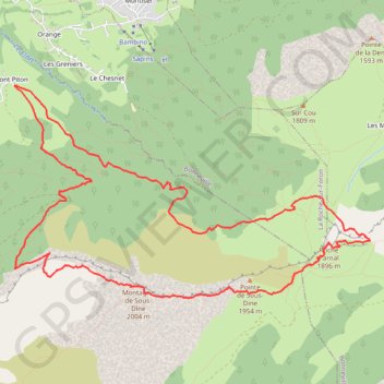 Itinéraire Traversée Roche Parnal - Sous Dine, distance, dénivelé, altitude, carte, profil, trace GPS