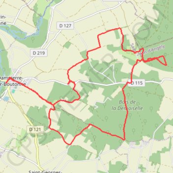 Itinéraire Dampierre sur Boutonne, distance, dénivelé, altitude, carte, profil, trace GPS