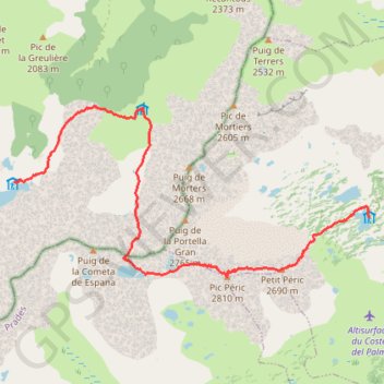 Itinéraire trace des camporels a enbeys par le peric, distance, dénivelé, altitude, carte, profil, trace GPS