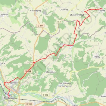 Itinéraire De Etourvy à Tonnerre (Chemin de Compostelle), distance, dénivelé, altitude, carte, profil, trace GPS