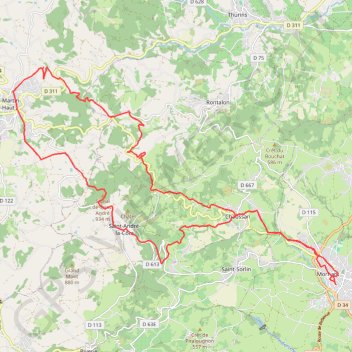 Itinéraire En passant par Rochefort et le signal, distance, dénivelé, altitude, carte, profil, trace GPS