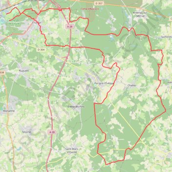 Itinéraire Boucle Le Mans - Étangs Loudon - Challes - Saint-Mars-d'Outillé - Parigné - Changé, distance, dénivelé, altitude, carte, profil, trace GPS