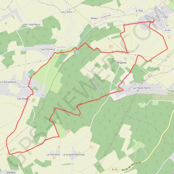Itinéraire Rousson-Chaumot-Rousson, distance, dénivelé, altitude, carte, profil, trace GPS