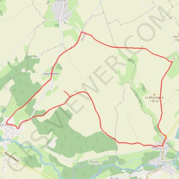 Itinéraire Nord Plaine via Thiévre Caumesnil, distance, dénivelé, altitude, carte, profil, trace GPS
