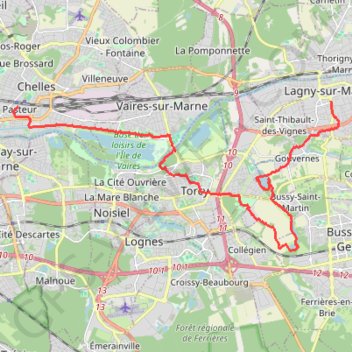 Itinéraire Lagny-sur-Marne - Chelles par Rentilly, distance, dénivelé, altitude, carte, profil, trace GPS